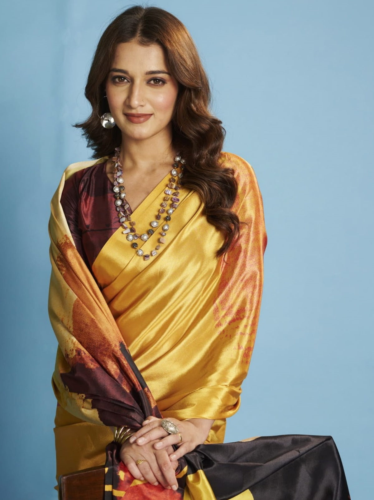 Pineapple Yellow Premium Crepe Silk Saree With Blouse Piece