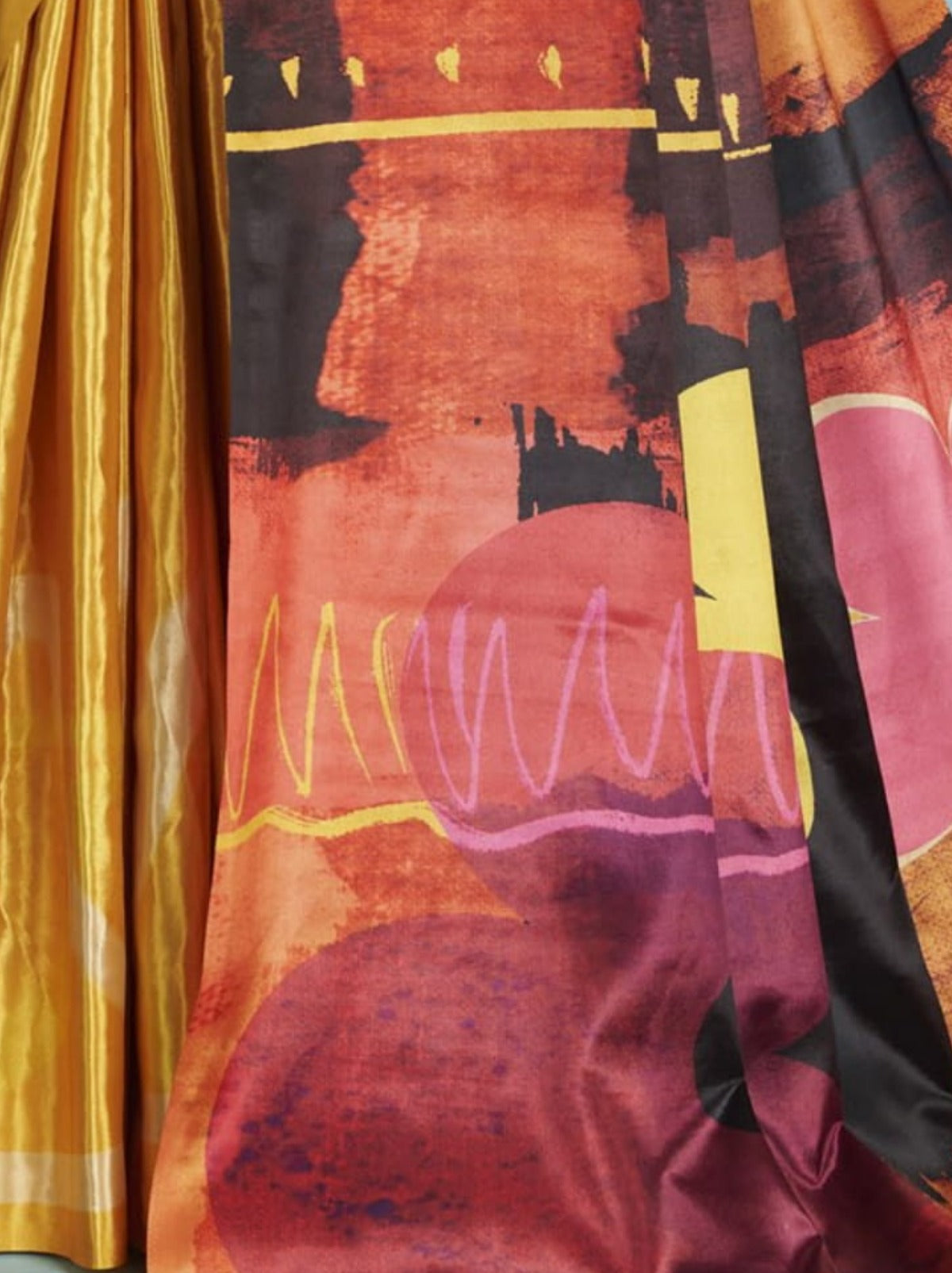 Pineapple Yellow Premium Crepe Silk Saree With Blouse Piece