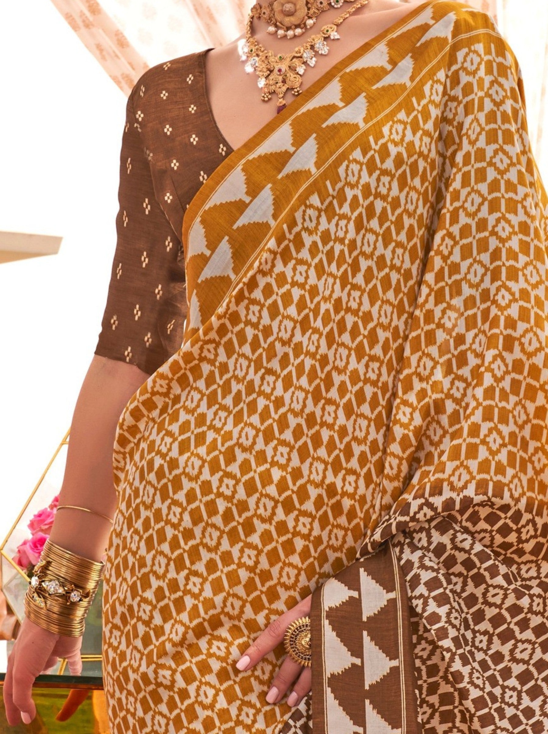 Fire Yellow Celebration Saree - TrendOye