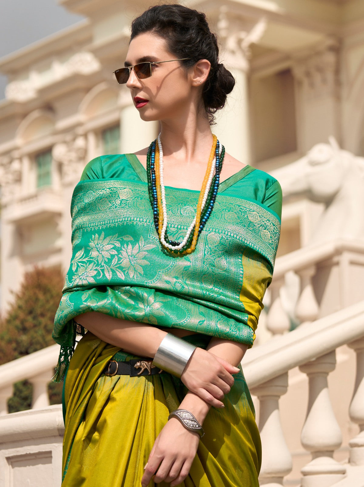 Corn Yellow Celebration Saree - TrendOye