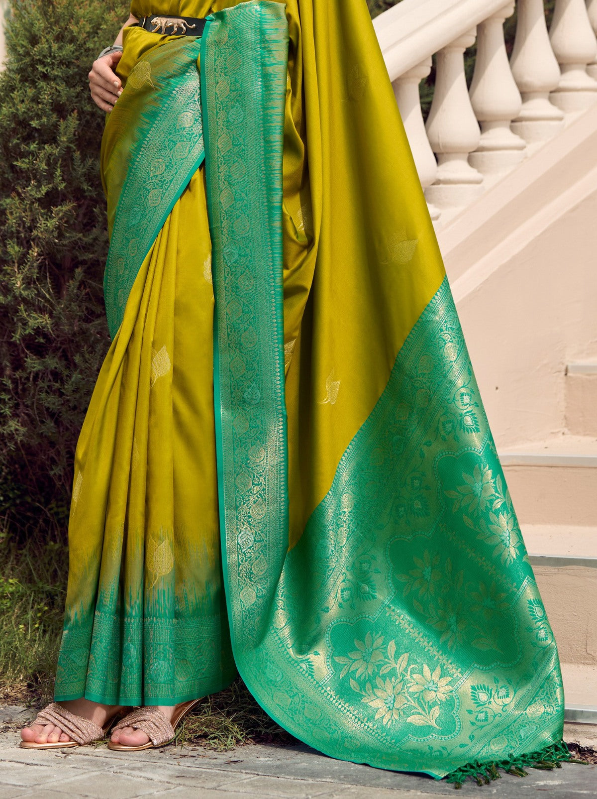 Corn Yellow Celebration Saree - TrendOye