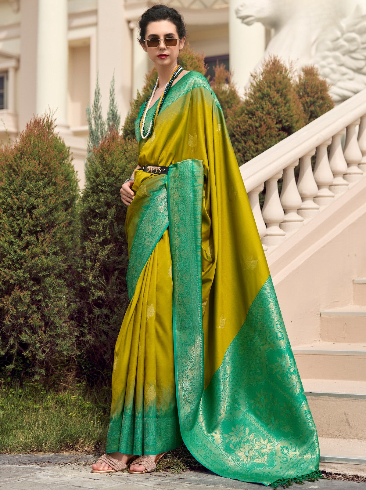 Corn Yellow Celebration Saree - TrendOye