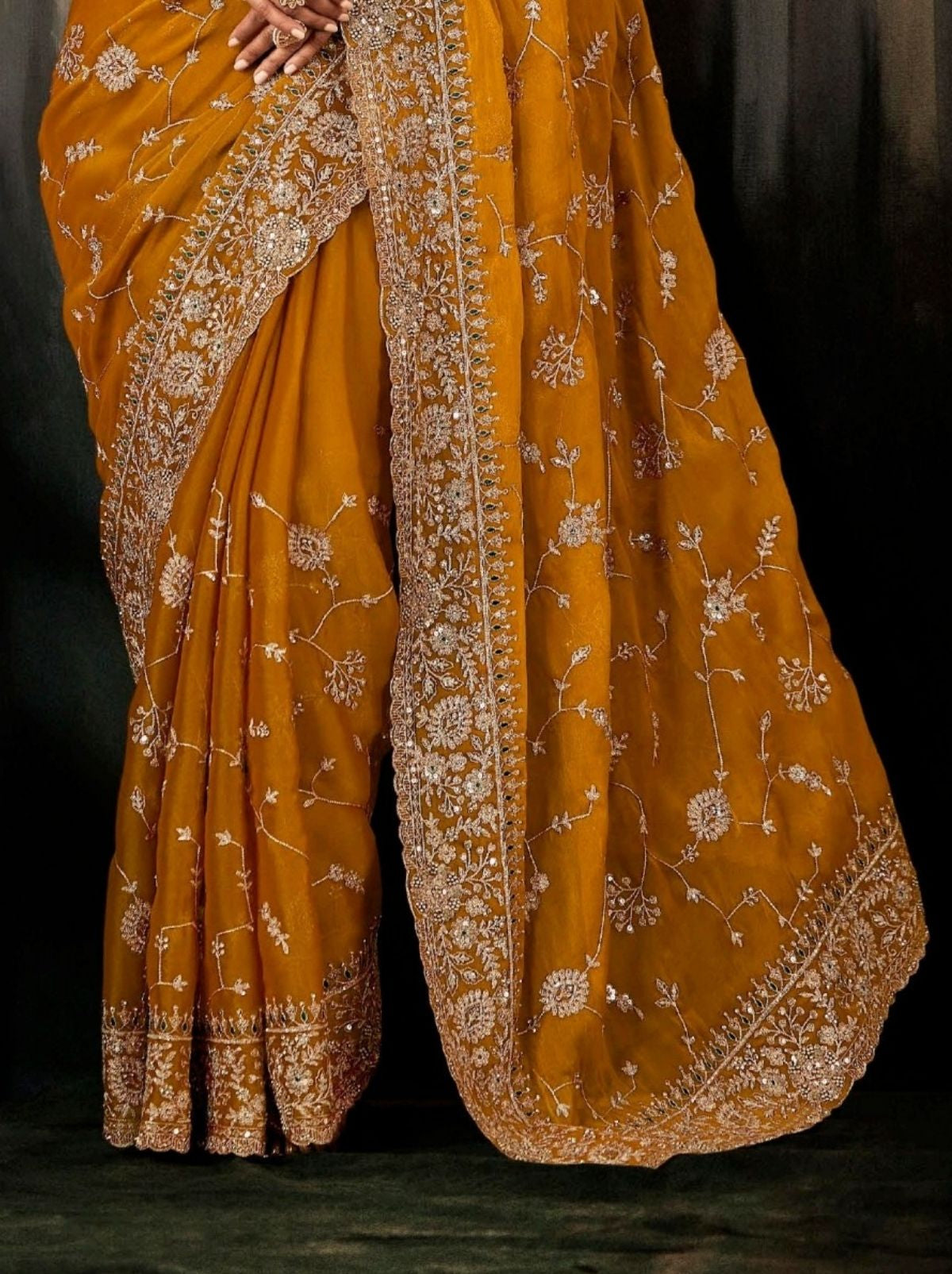 Cyber Yellow Premium Fancy Silk Saree With Blouse Piece