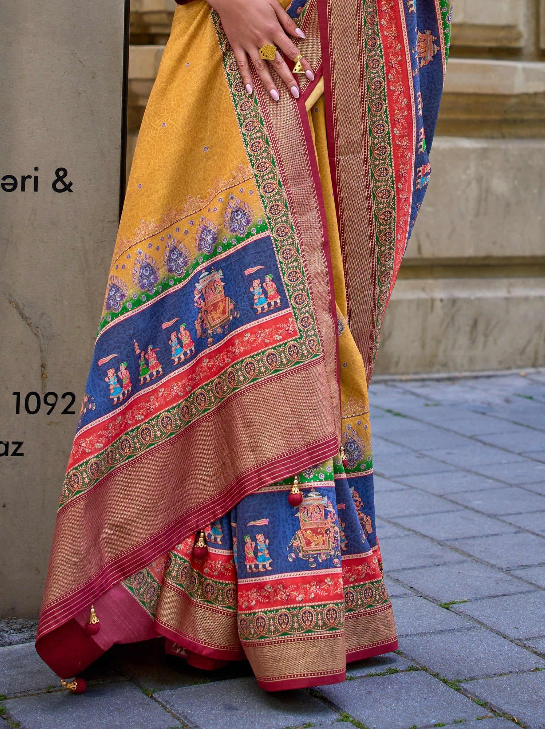 Corn Yellow Celebration Saree - TrendOye