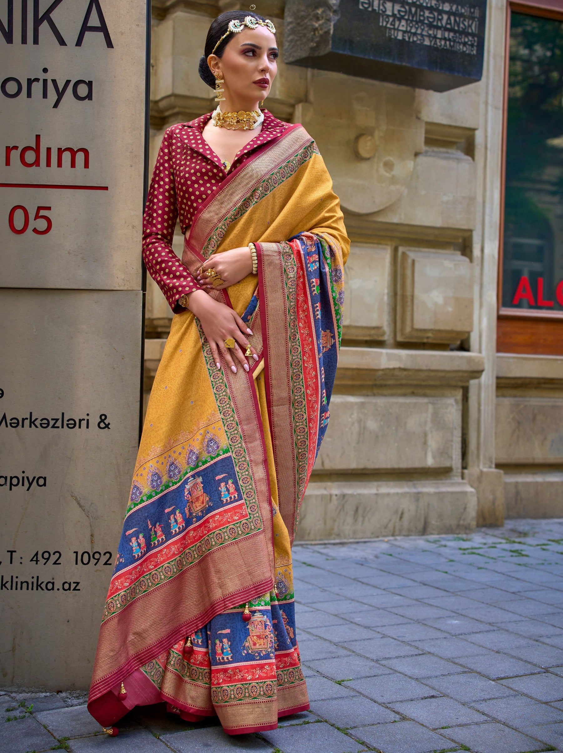 Corn Yellow Celebration Saree - TrendOye