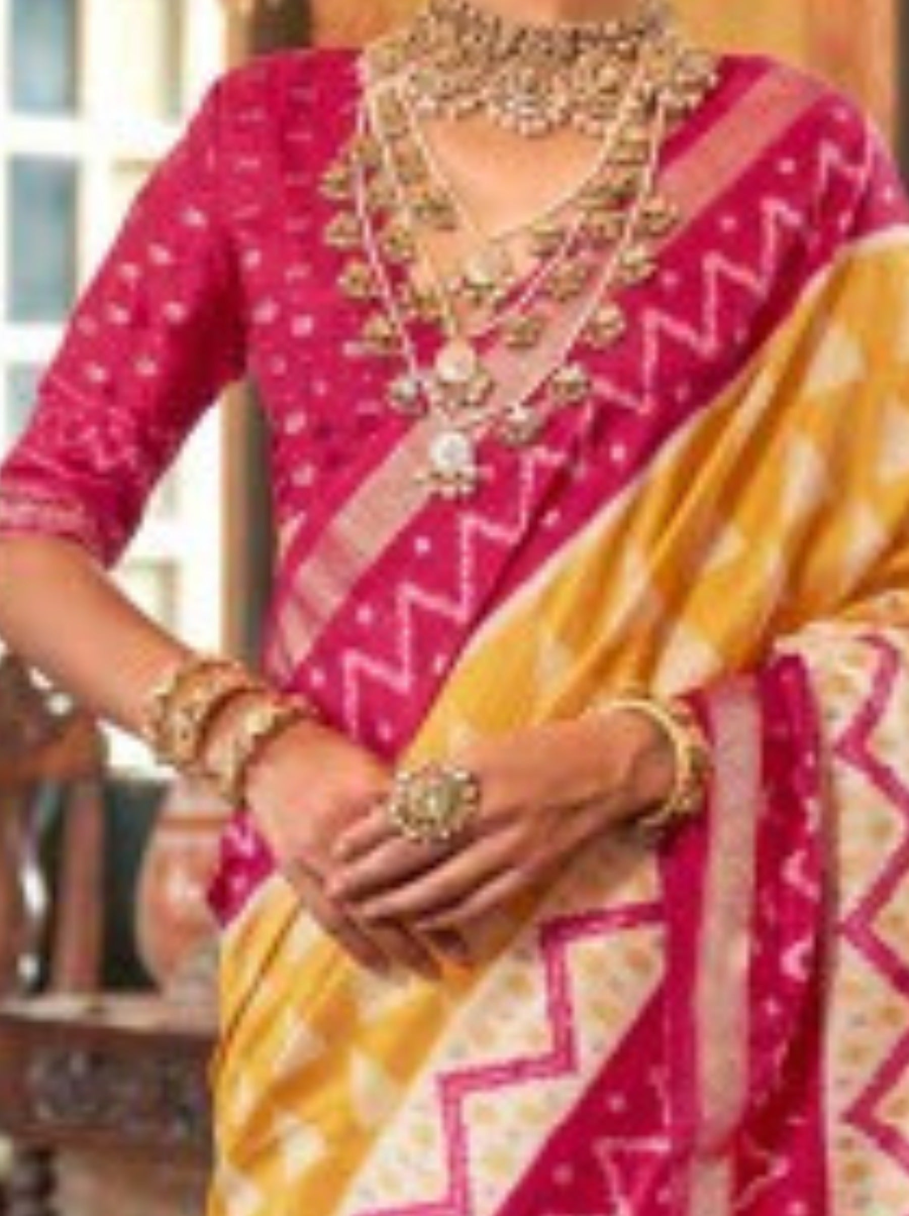 Pineapple Yellow Vibrant Patola Silk Festive Saree - TrendOye