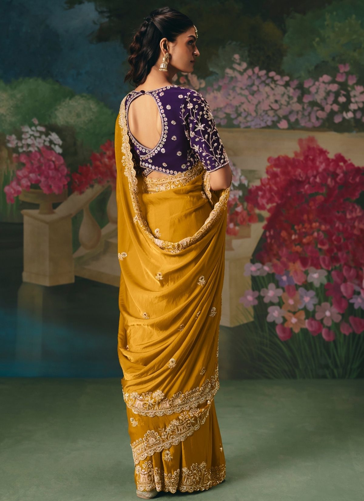 Mustard Yellow Wedding & Party Fancy Saree With Premium Blouse Piece - TrendOye