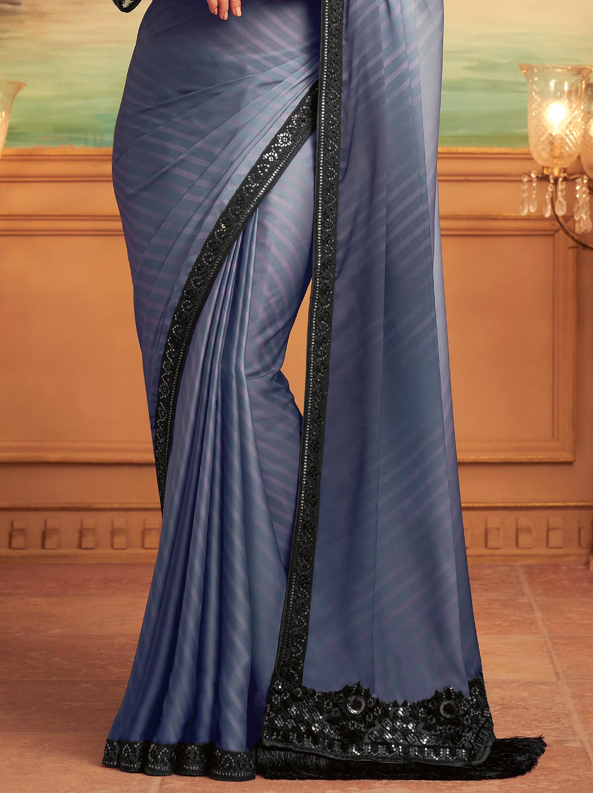 Wonderfully Grey designer saree with impressive embroidery work - TrendOye