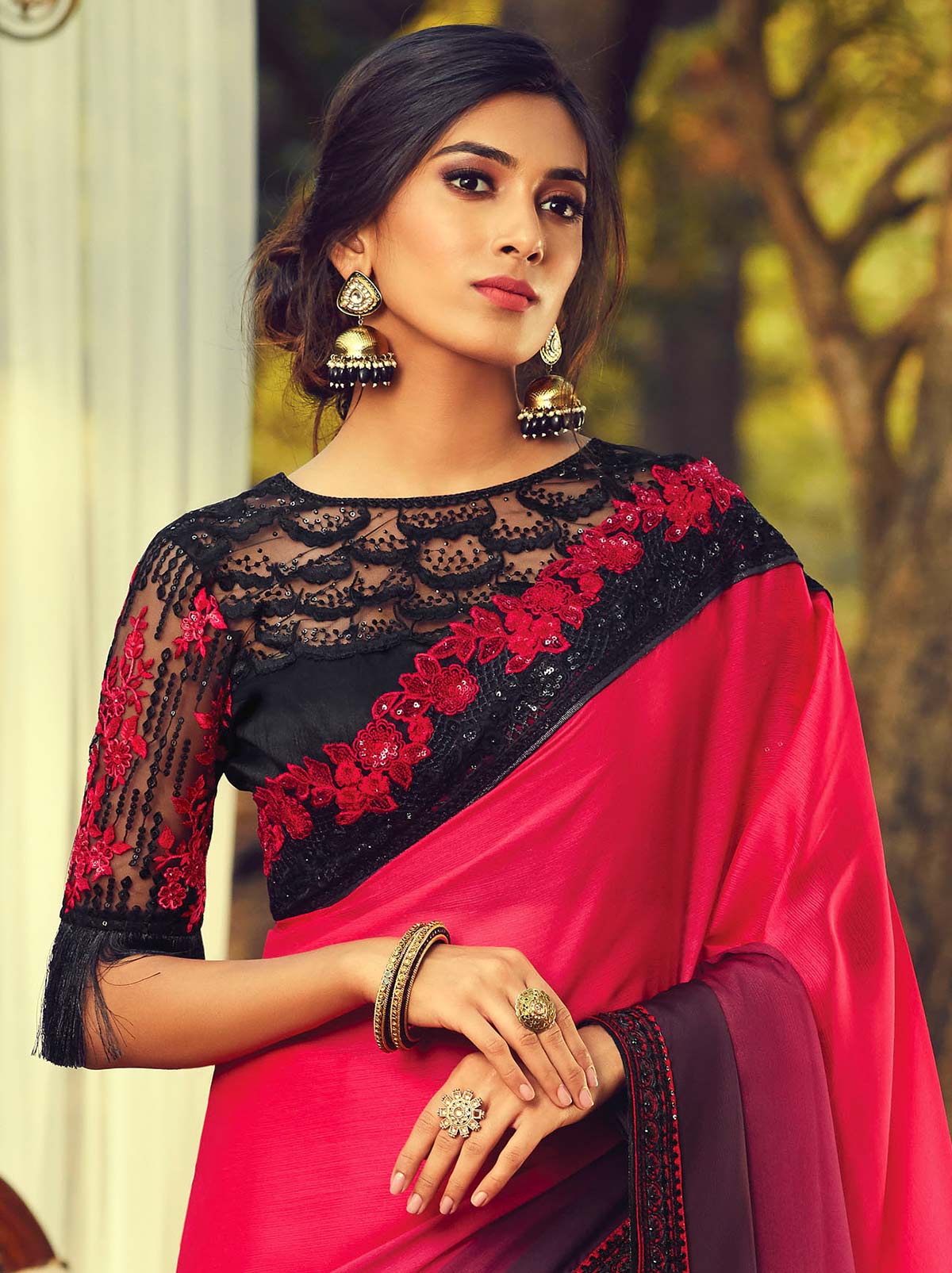 Beautiful pink mulmul silk saree for daytime events - TrendOye