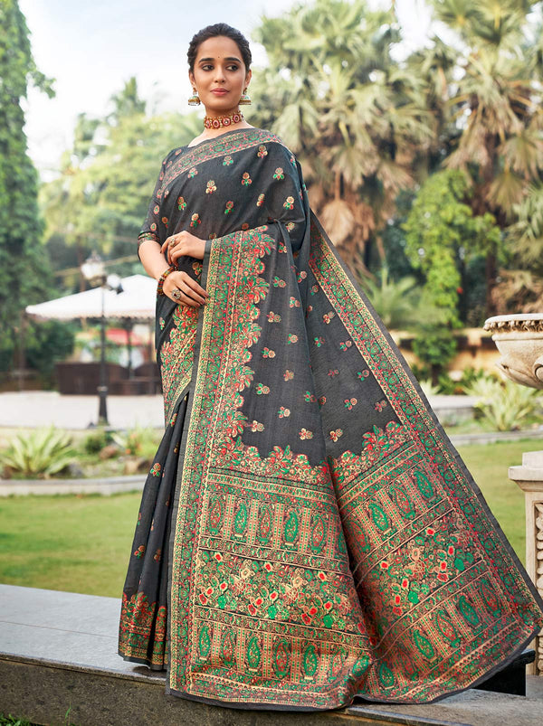 Fearlessly You Black TrendOye Saree with Unstitched Blouse - TrendOye