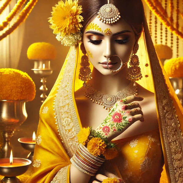 Haldi Look for Bride in Saree