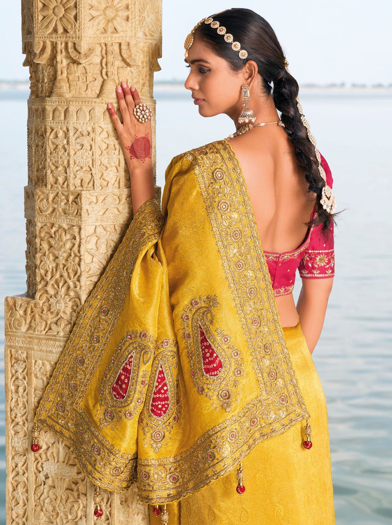 Laguna Yellow Wedding Designer Saree