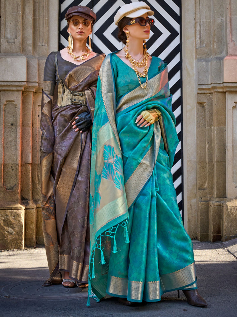 Olympic Blue Designer Silk Saree