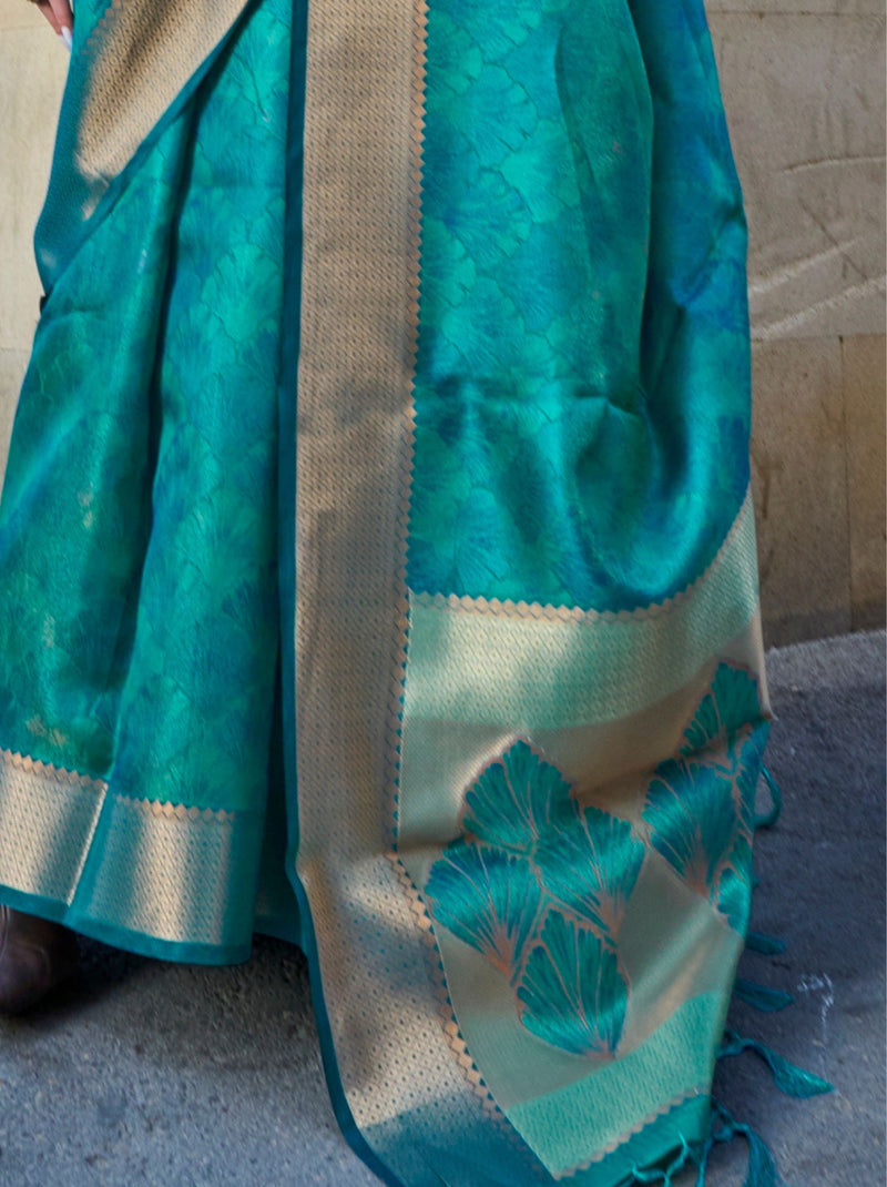 Olympic Blue Designer Silk Saree