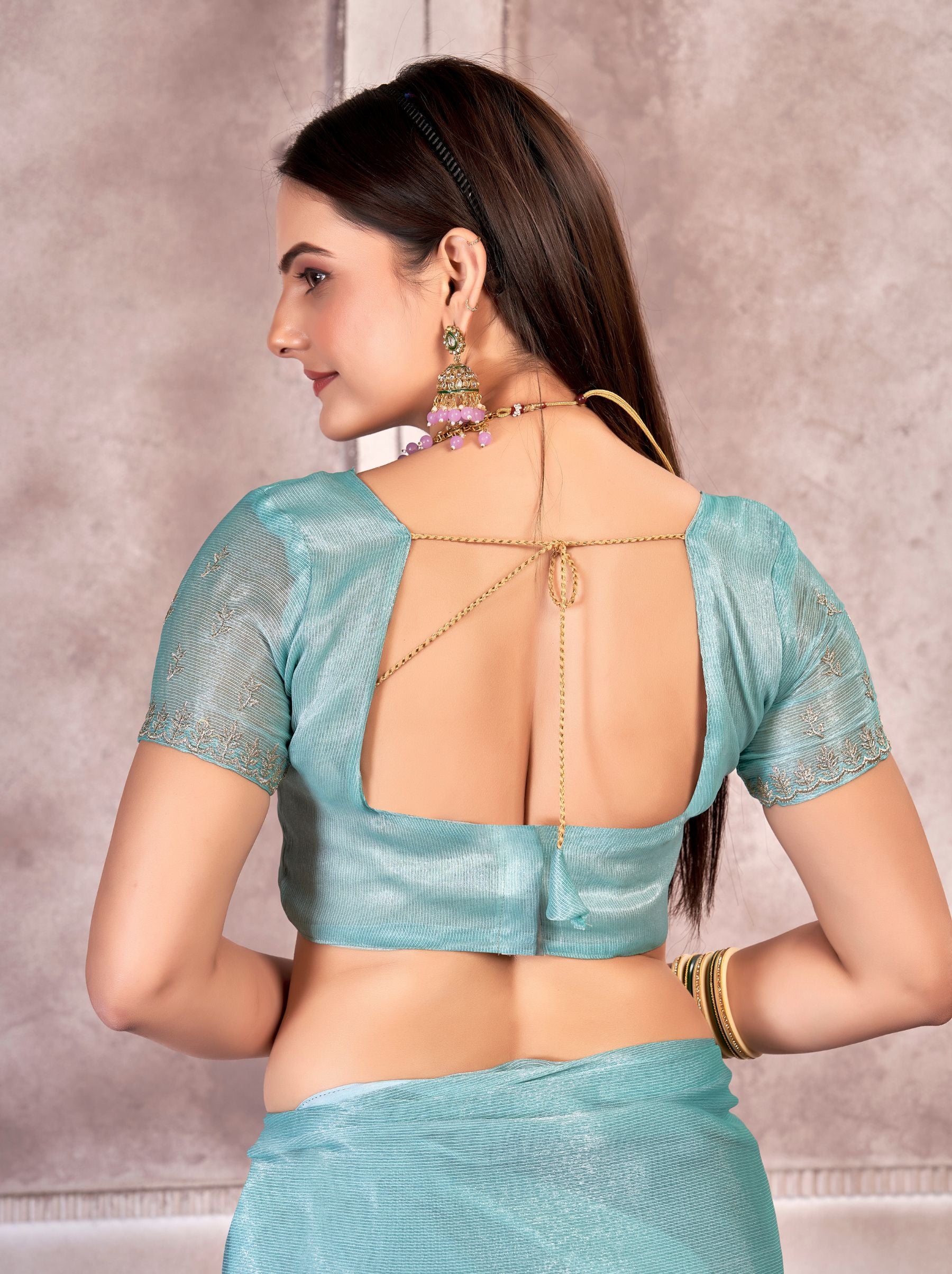 Emerald Green Designer Silk Blended Saree