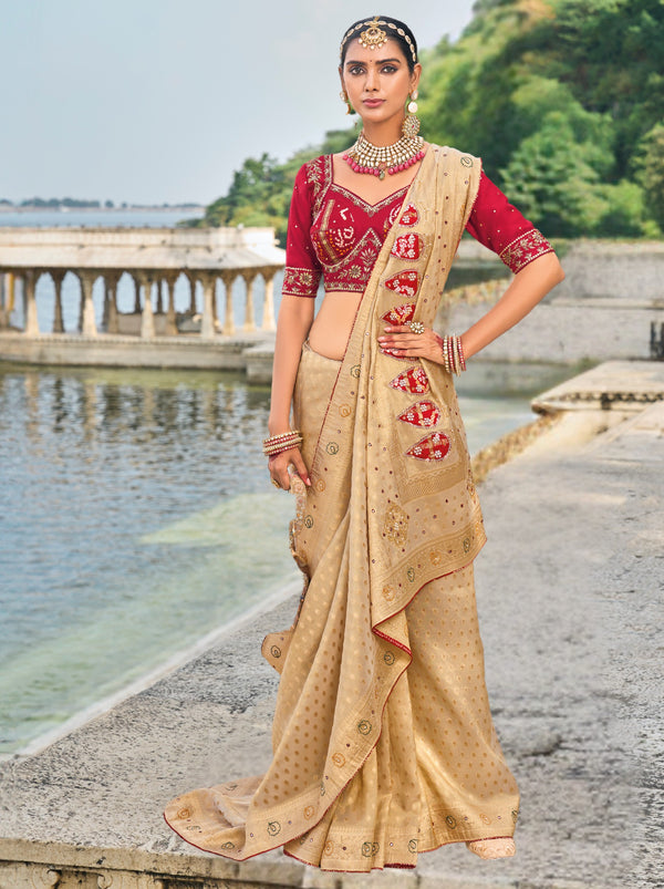 Tuscan Beige Wedding Designer Saree