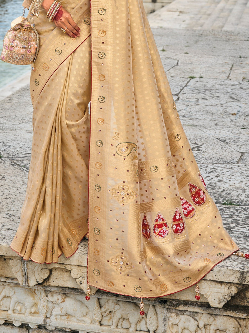 Tuscan Beige Wedding Designer Saree