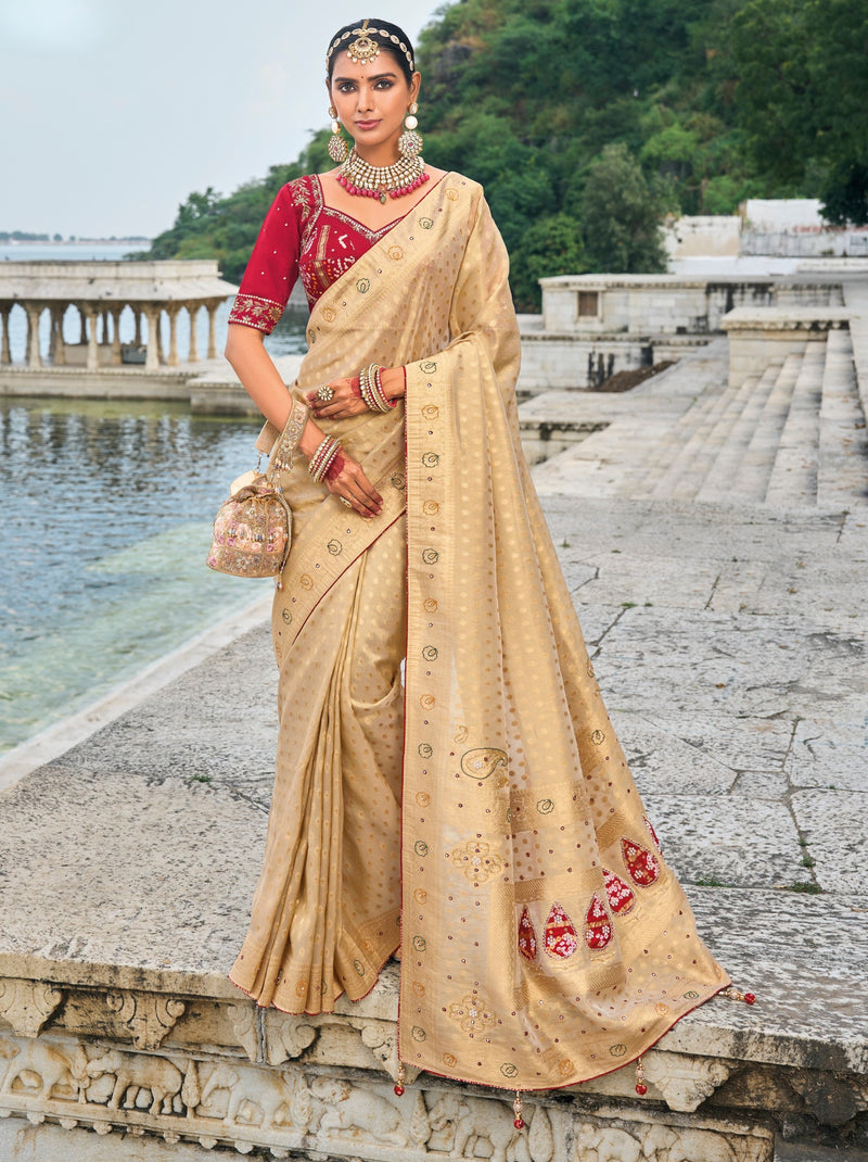 Tuscan Beige Wedding Designer Saree