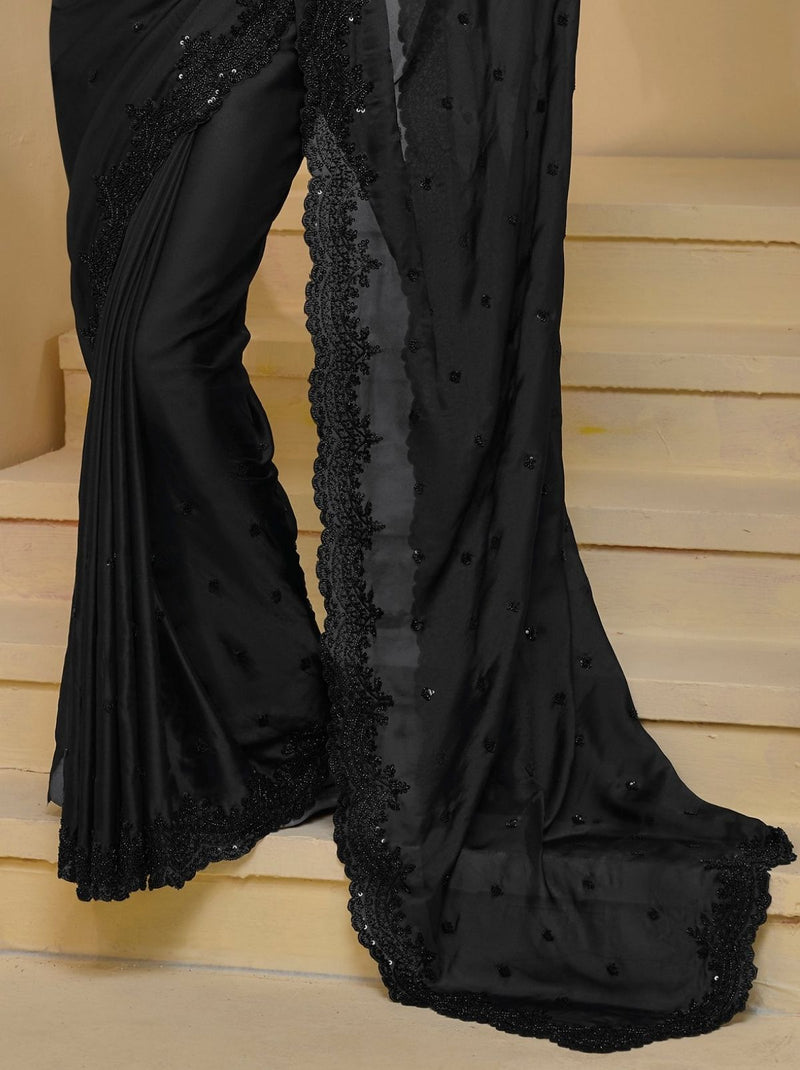 Charcoal Black Wedding Designer Saree