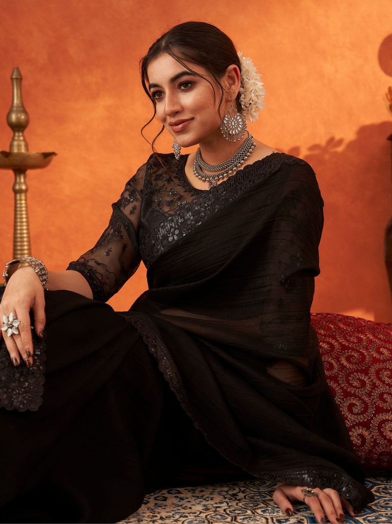 Black Premium Ethnic Designer Saree