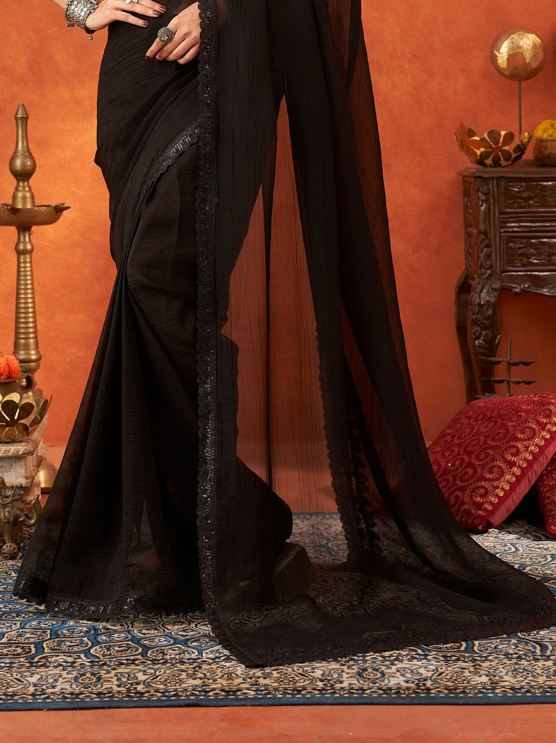 Black Premium Ethnic Designer Saree