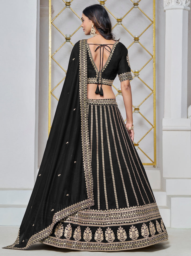 Black Designer Party Lehenga - TrendOye