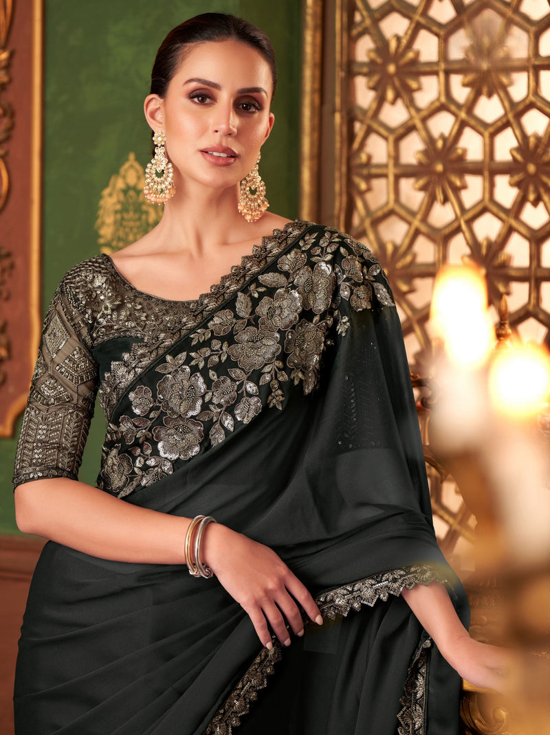 Black Party Designer Saree