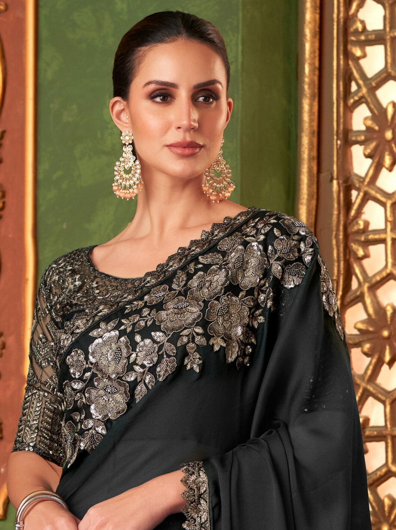 Black Party Designer Saree