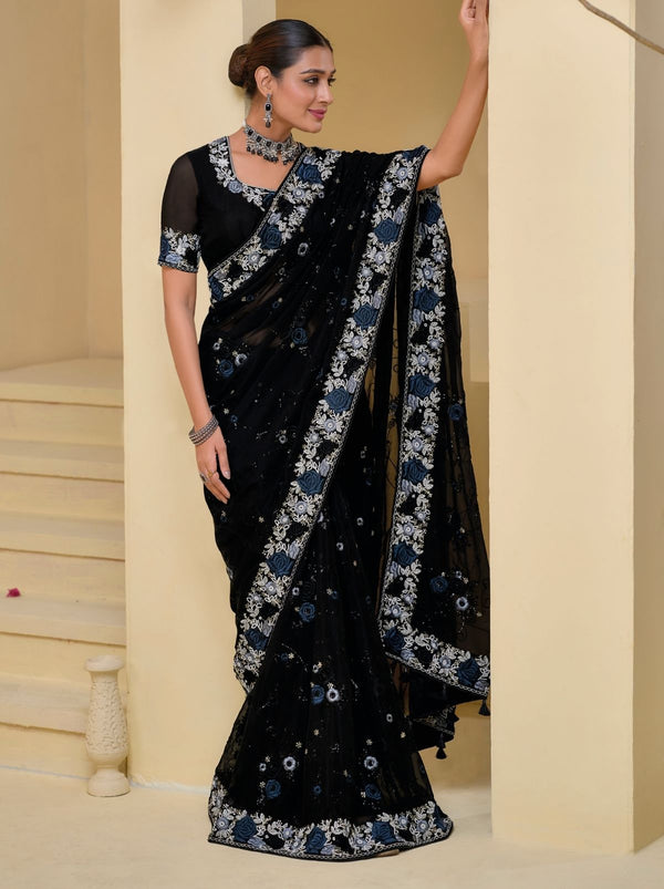 Black Premium Wedding Designer Saree