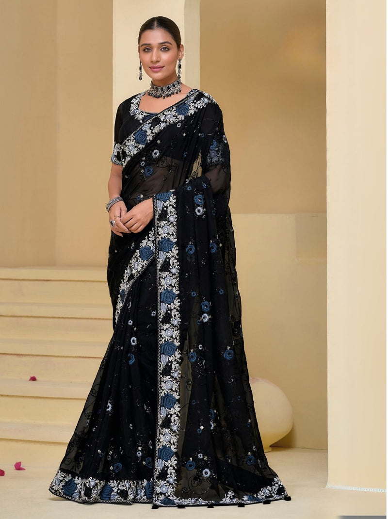 Black Premium Wedding Designer Saree