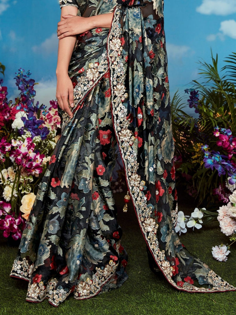 Black Party Designer Saree