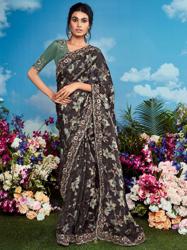 Slate Black Party Designer Saree