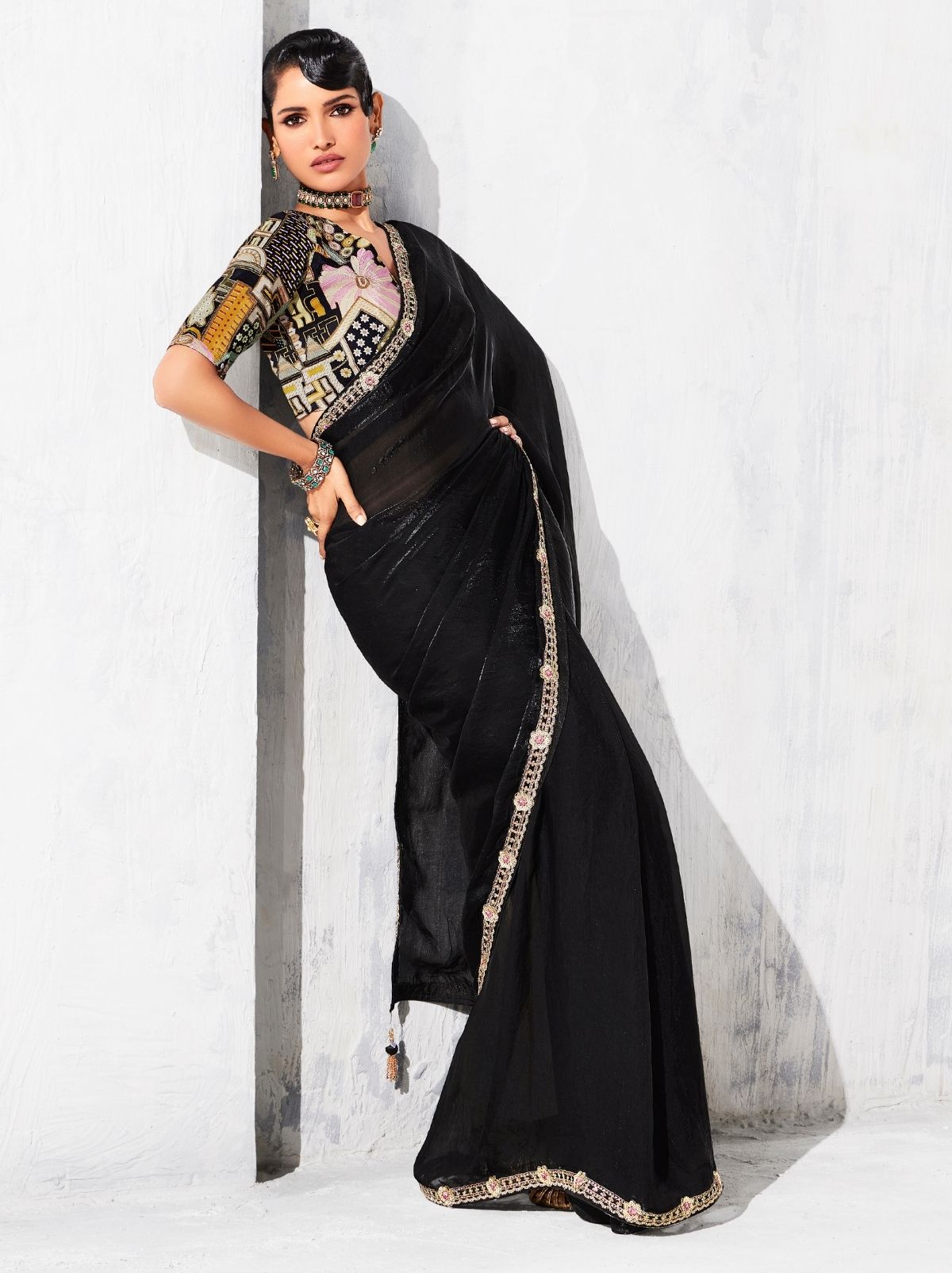 Black Premium Fancy Silk Saree for Special Occasions