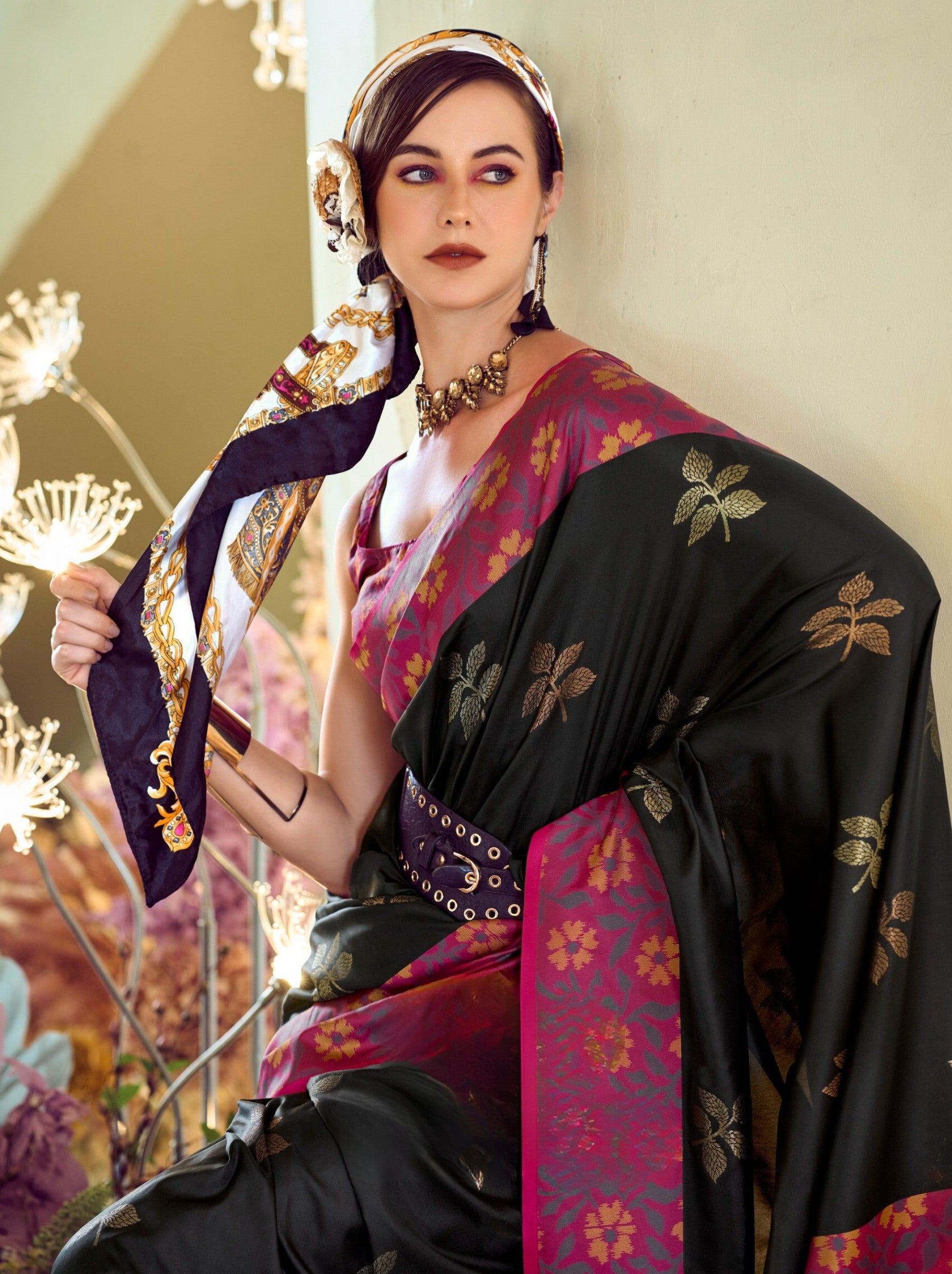 Black Party Premium Saree - TrendOye