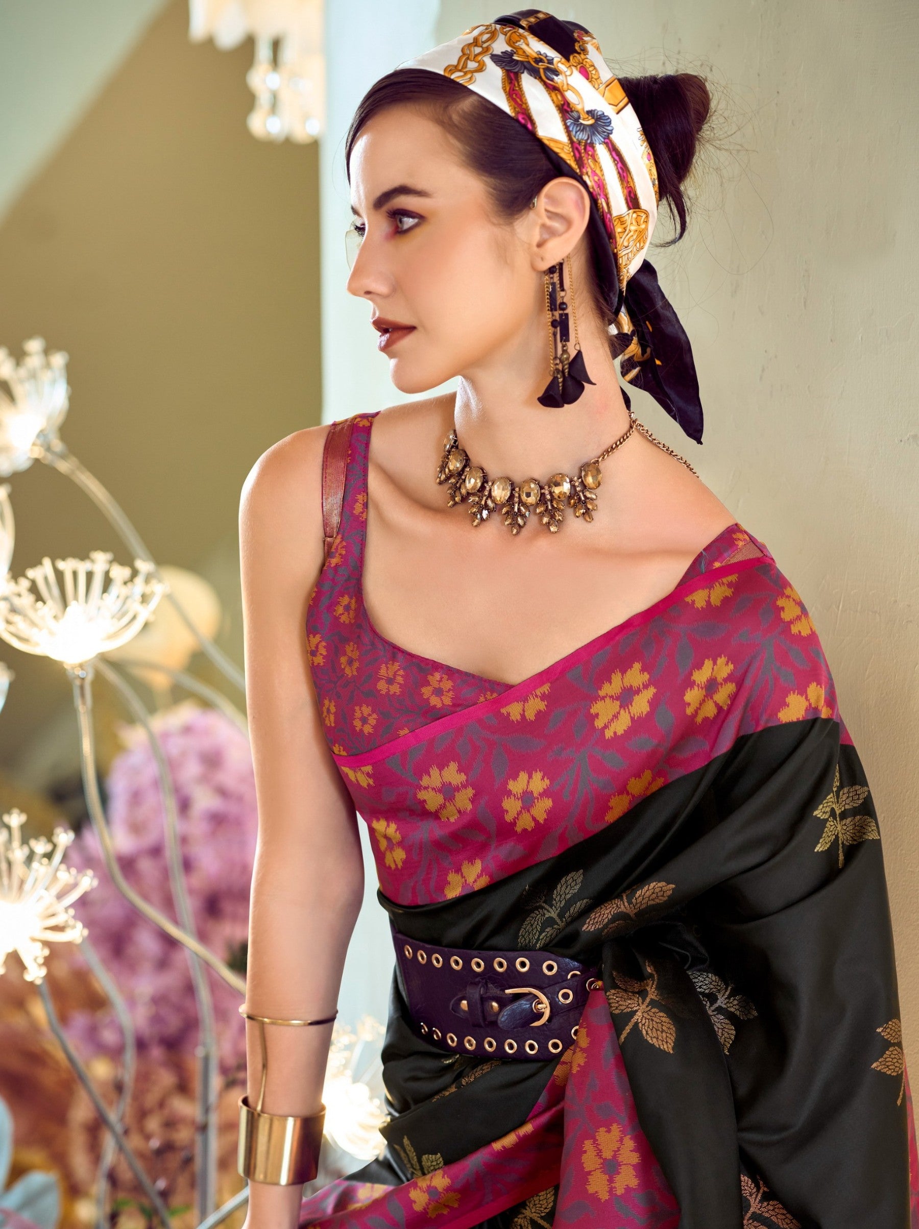 Black Party Premium Saree - TrendOye