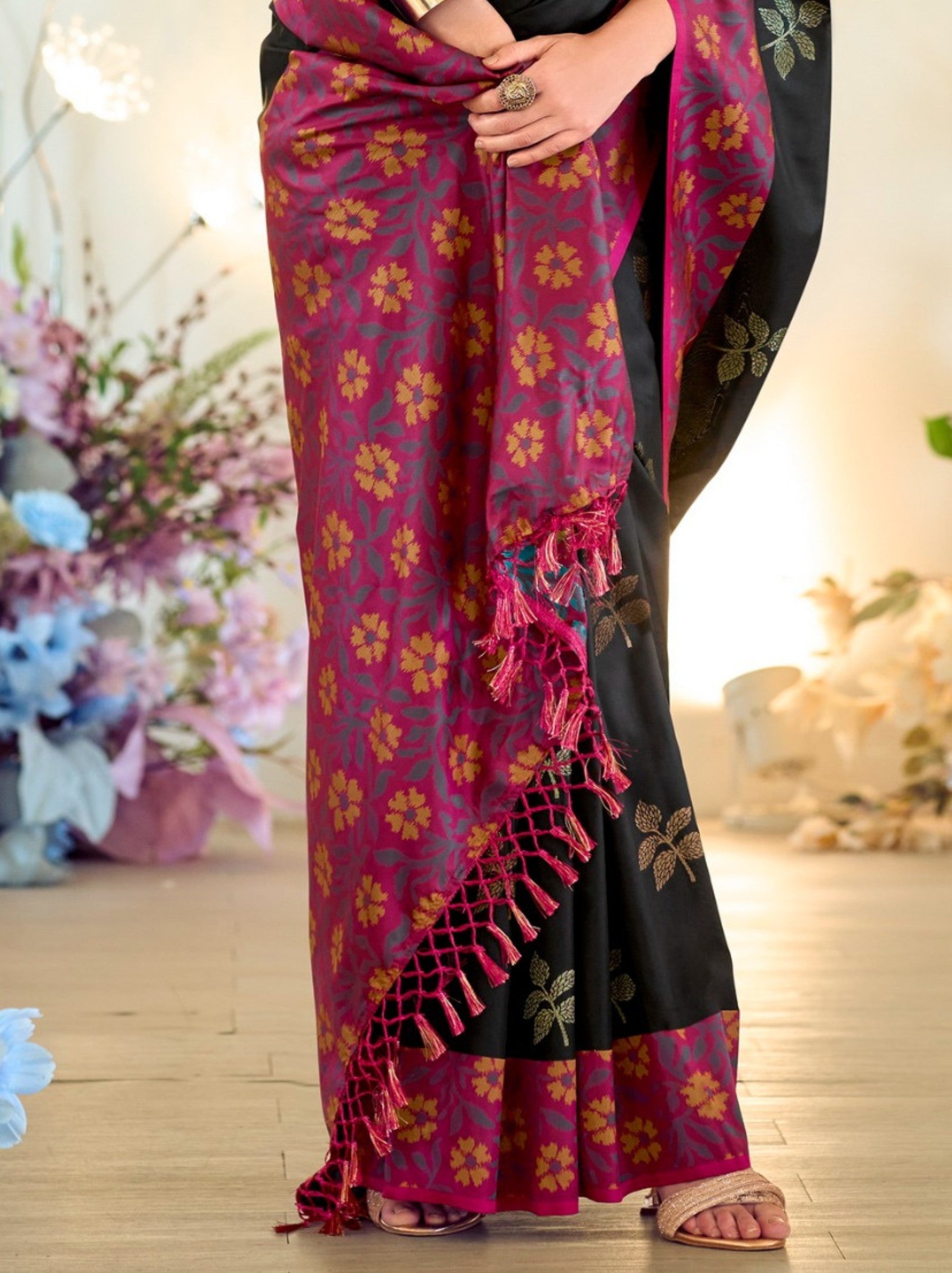 Black Party Premium Saree - TrendOye