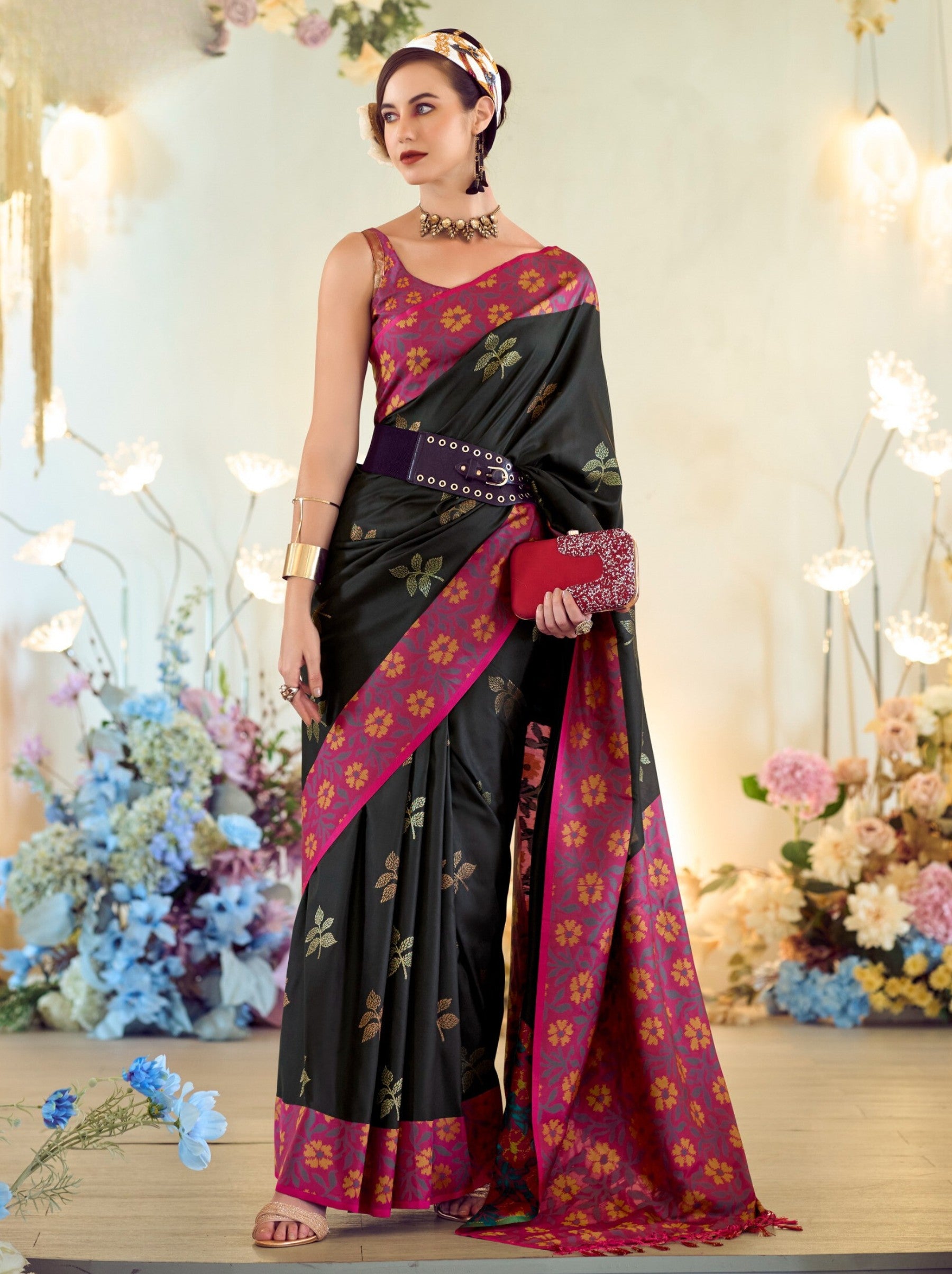 Black Party Premium Saree - TrendOye
