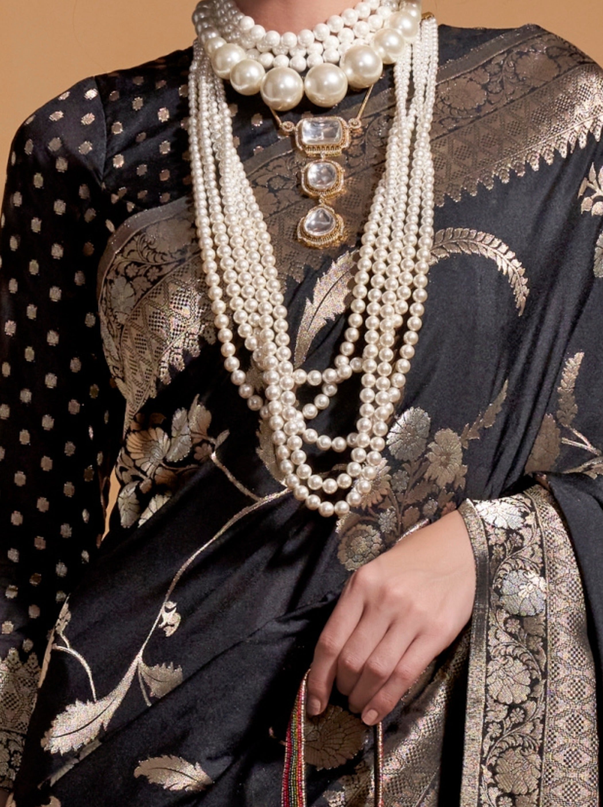 Black Premium Georgette Saree With Unstitched Blouse