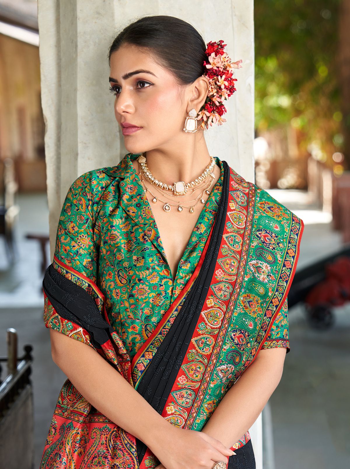 Black Premium Georgette Saree With Lucknowi Chikan Work