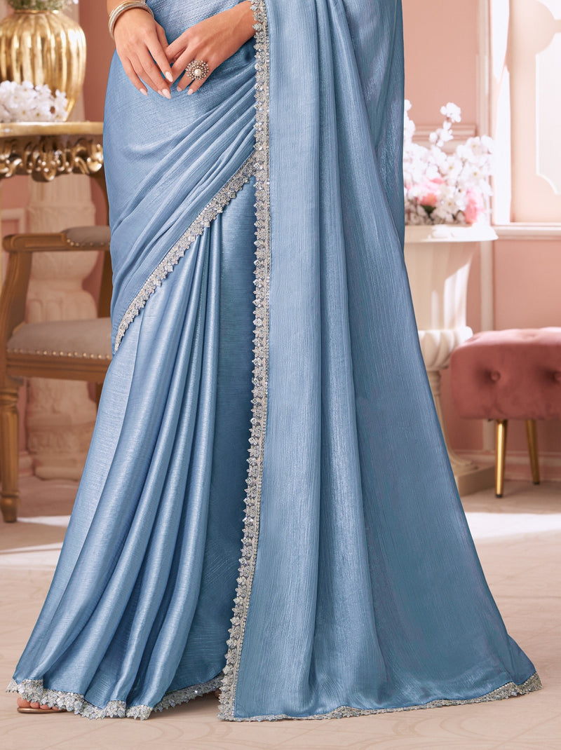 Carolina Blue Premium Designer Party Saree