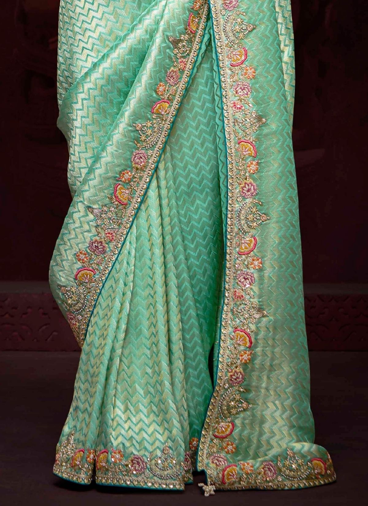 Electric Blue Designer Banarasi Kanjivaram Silk Saree for Wedding - TrendOye