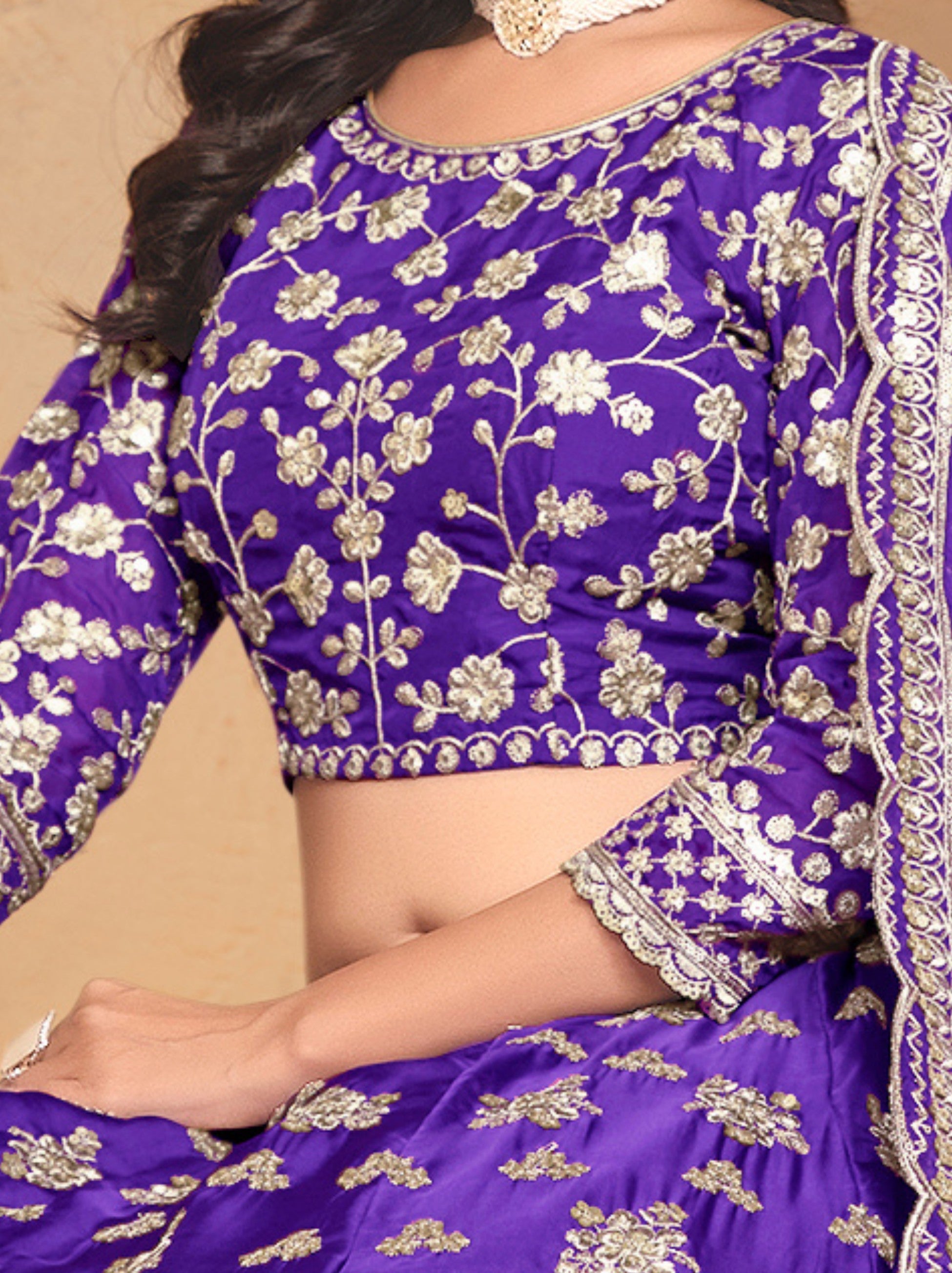 Royal Blue Designer Party Lehenga Set With Sequin And Zari Work