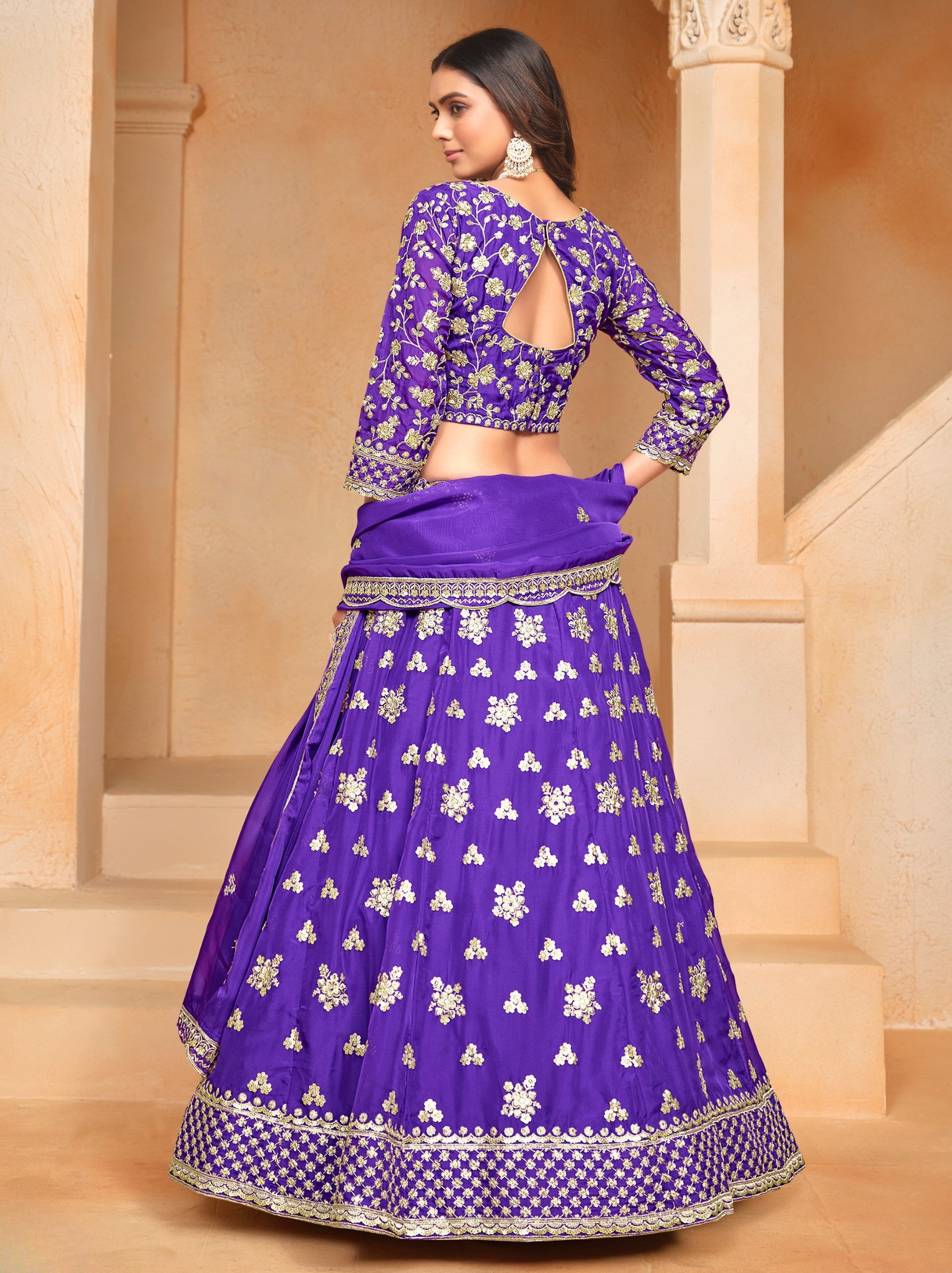 Royal Blue Designer Party Lehenga Set With Sequin And Zari Work