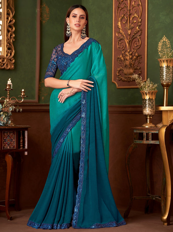 Iceberg Blue Party Designer Saree