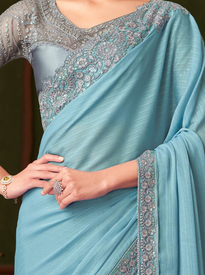 Baby Blue Party Designer Saree