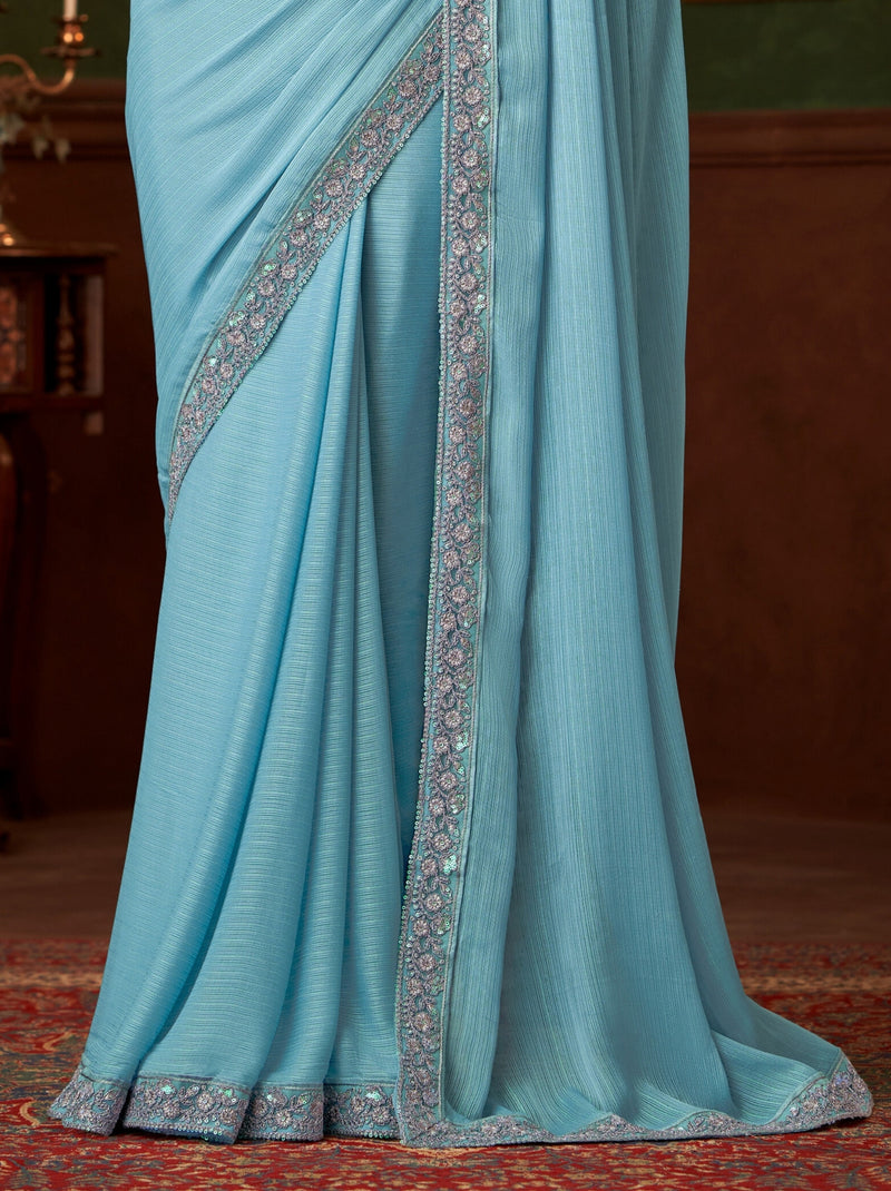 Baby Blue Party Designer Saree