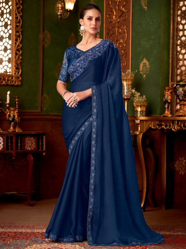 Deep Blue Party Designer Saree