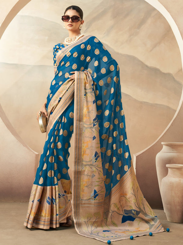 Sapphire Blue Celebration Saree