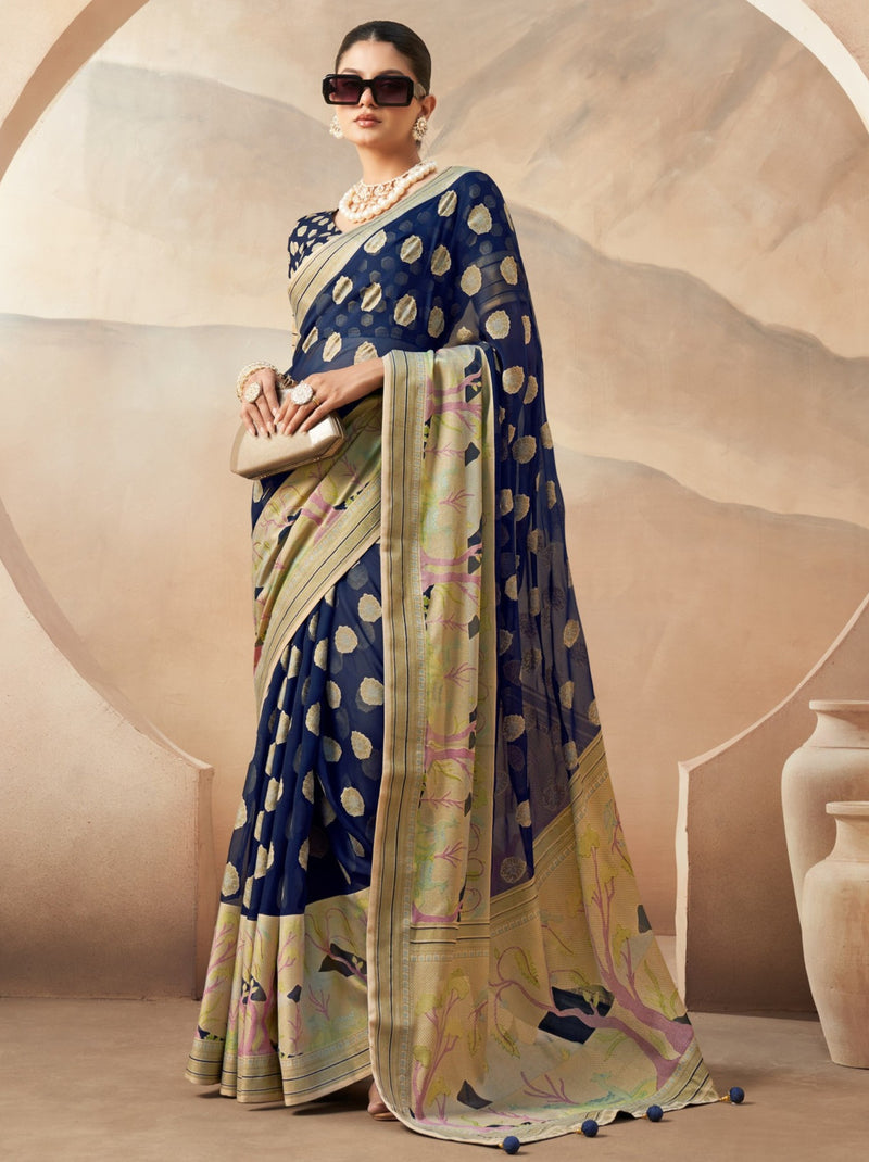 Space Blue Celebration Saree