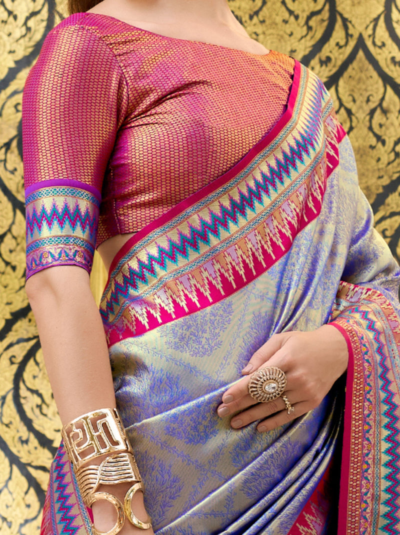 Tufts Blue Tissue Celebration Saree